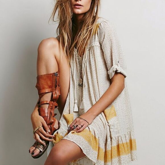 Free People Penny Lane Mini Dress in Swan Combo - Picture 2 of 16